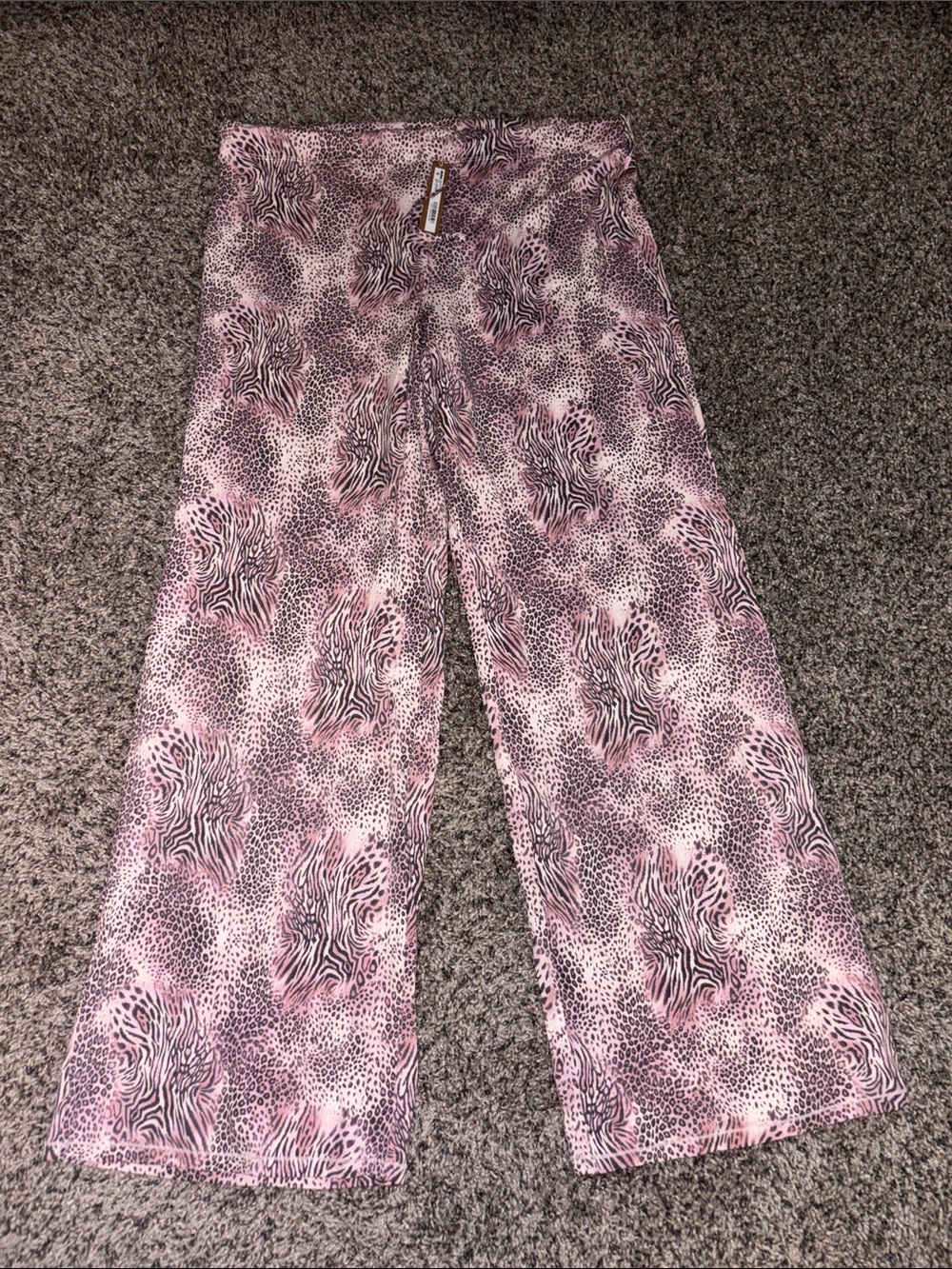 SKIMS Pink Animal Print Wide-Leg Pajama Pants